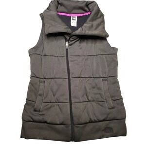 The North Face Womens Textured Collar Sleeveless Vest Jacket Gray Size Small